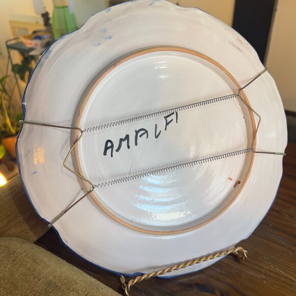 Amalfi Pottery Hand Painted Floral Decorative Plate Multicolor Blue Yellow - Picture 6 of 6